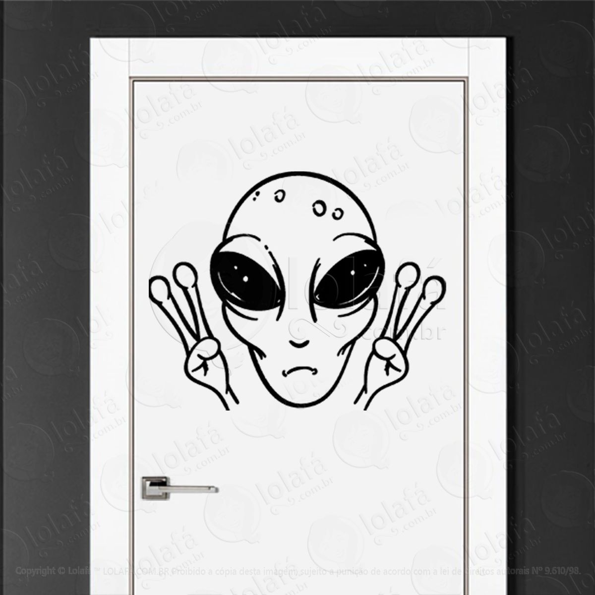 alien sideral adesivo alienígena de parede para quarto, porta e vidro - mod:24