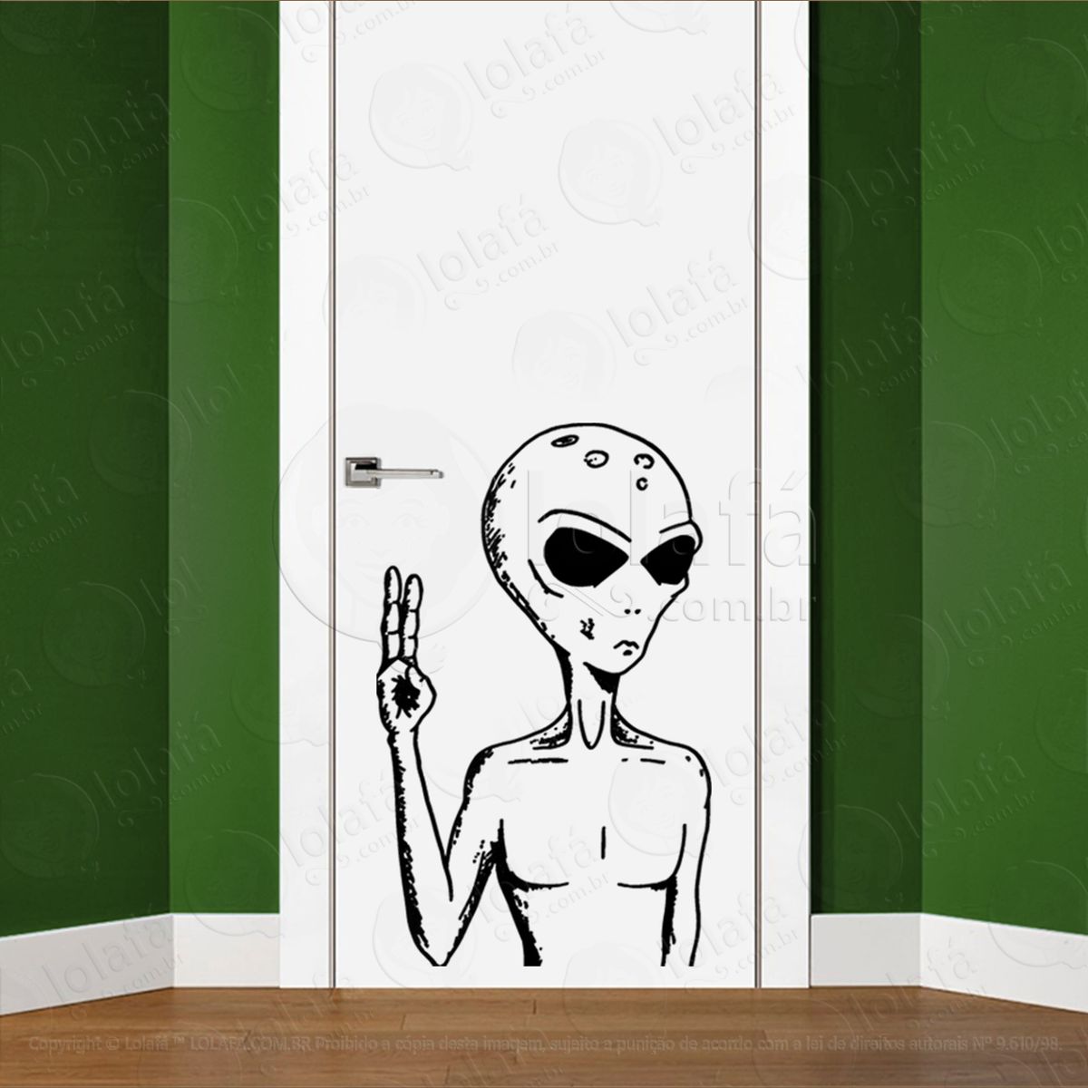 alien interplanetário adesivo alienígena de parede para quarto, porta e vidro - mod:39