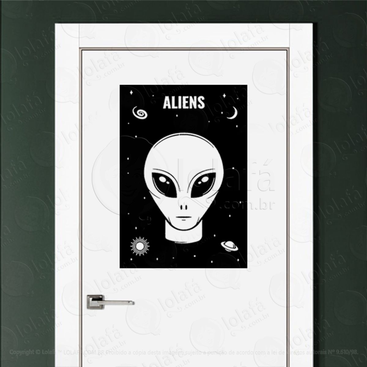 aliens do universo adesivo alienígena de parede para quarto, porta e vidro - mod:48