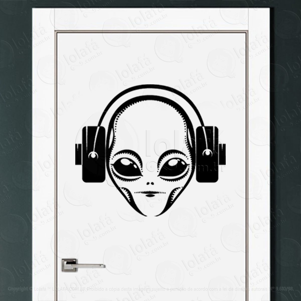 alienígena da música adesivo alienígena de parede para quarto, porta e vidro - mod:51