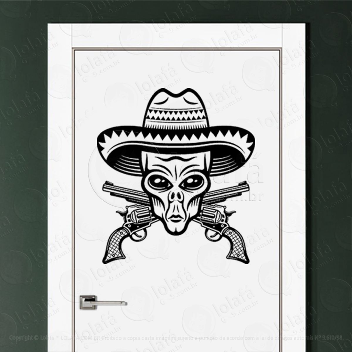 alien mexicano adesivo alienígena de parede para quarto, porta e vidro - mod:101