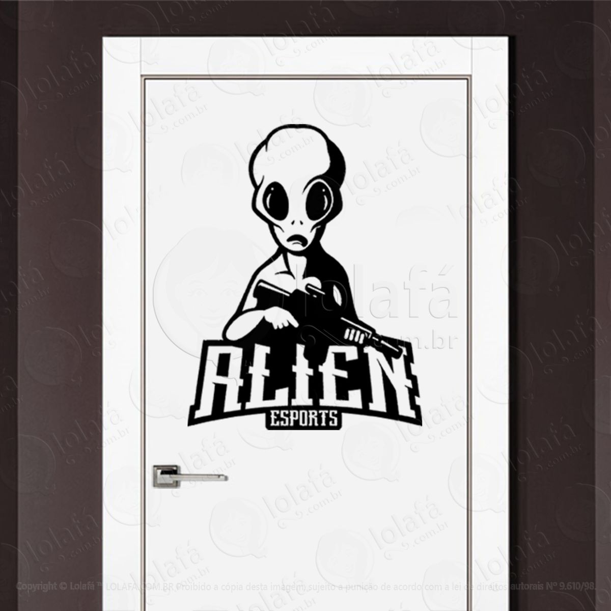 alien esports adesivo alienígena de parede para quarto, porta e vidro - mod:132