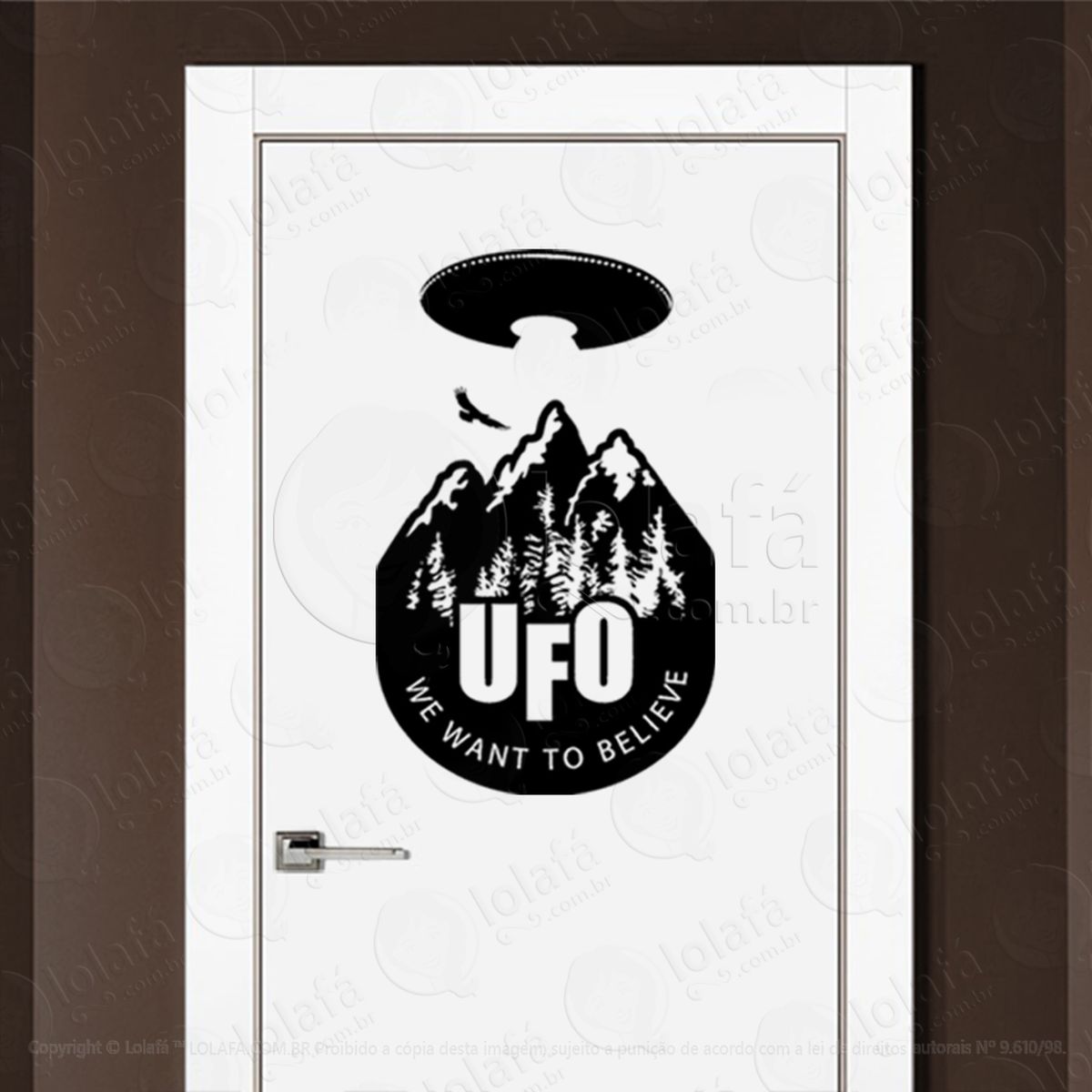 ufo nós queremos acreditar adesivo alienígena de parede para quarto, porta e vidro - mod:146