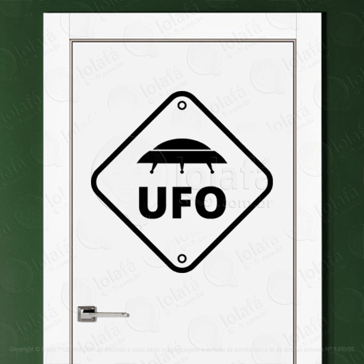 atenção ufo ovnis adesivo alienígena de parede para quarto, porta e vidro - mod:156