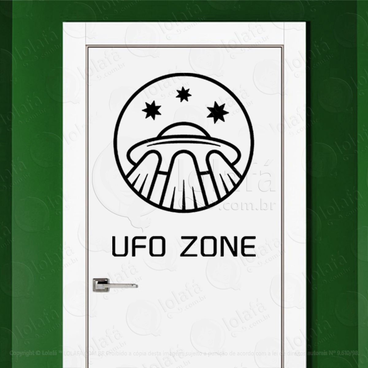 zona ufo ovni adesivo alienígena de parede para quarto, porta e vidro - mod:180