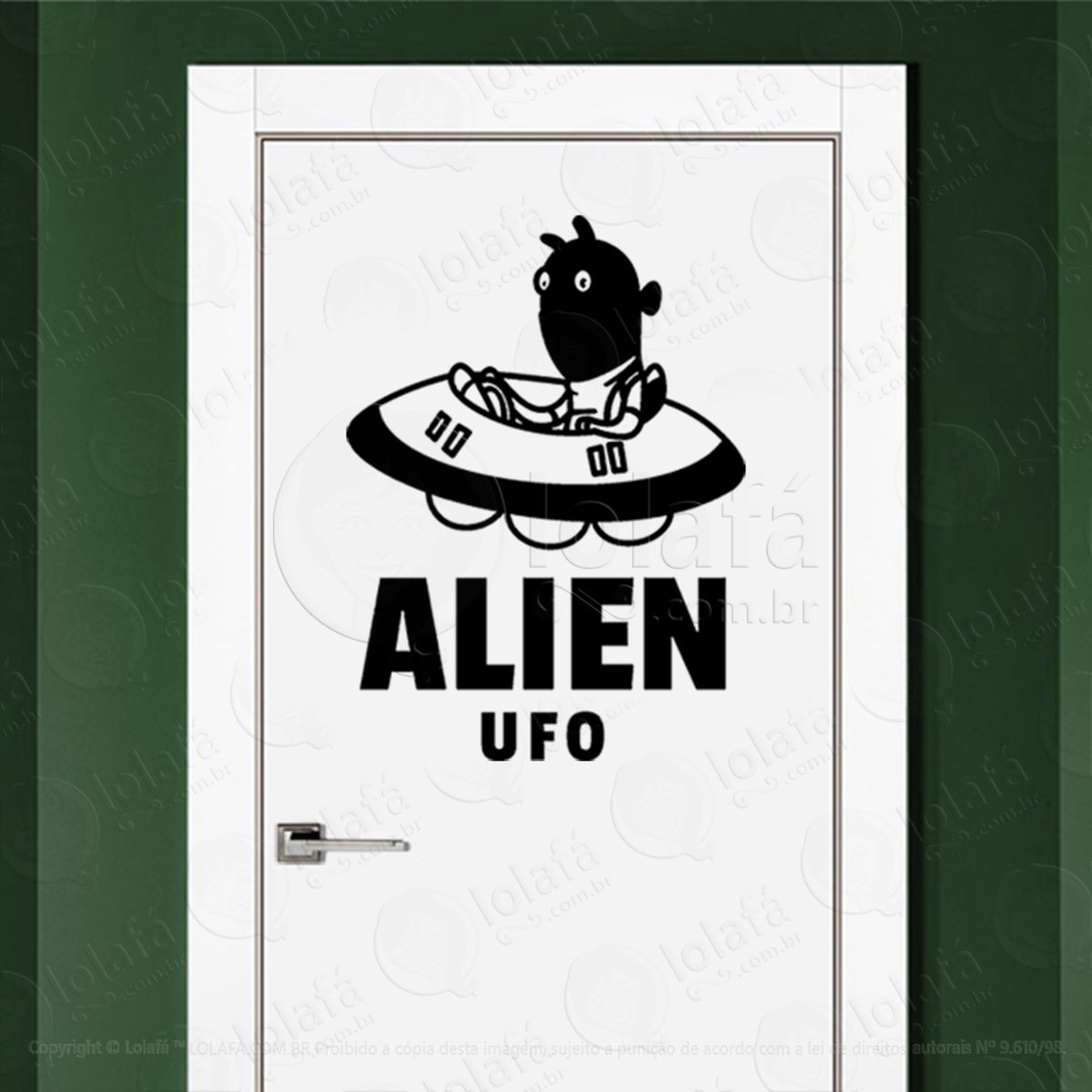 alien ufo ovni adesivo alienígena de parede para quarto, porta e vidro - mod:209