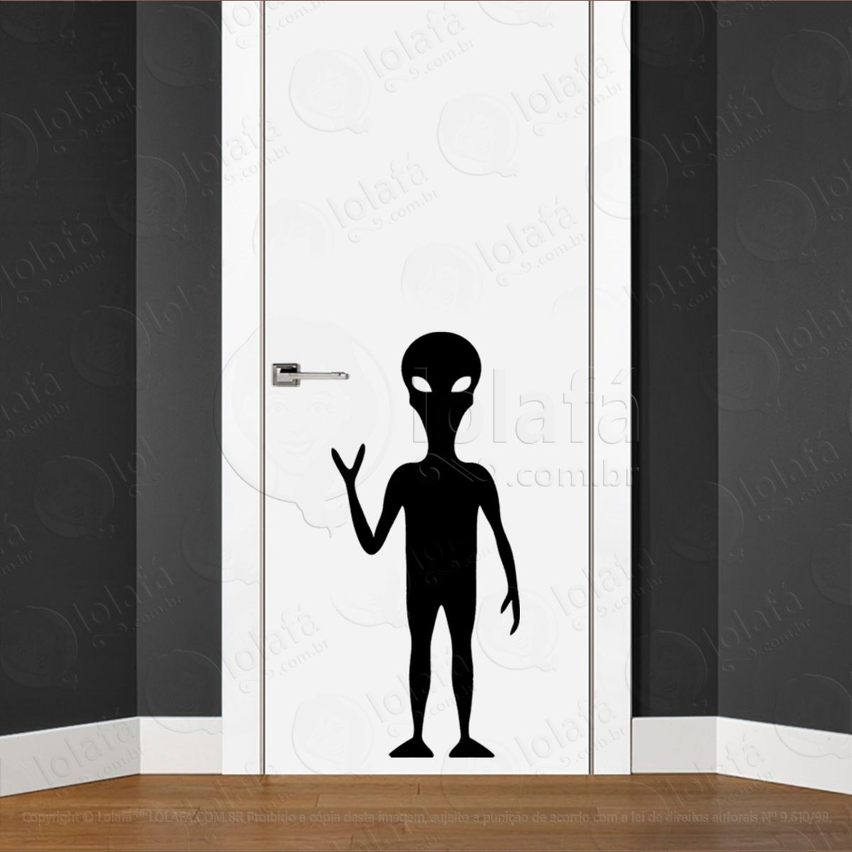 alien oculto adesivo alienígena de parede para quarto, porta e vidro - mod:215