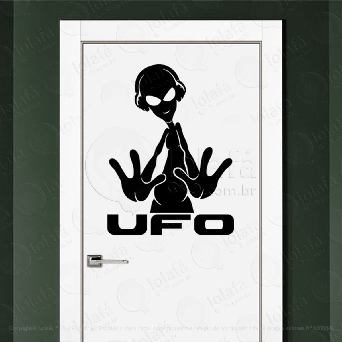 alien music ufo adesivo alienígena de parede para quarto, porta e vidro - mod:245