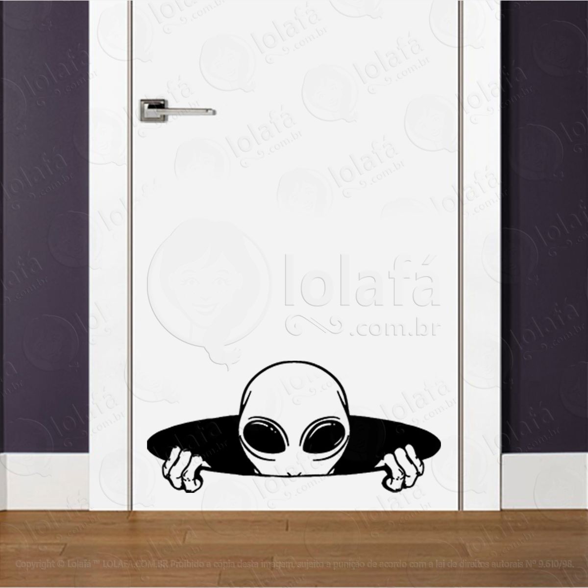 alien invasor adesivo alienígena de parede para quarto, porta e vidro - mod:248