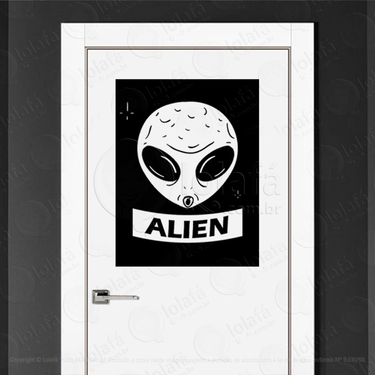 visitante alien adesivo alienígena de parede para quarto, porta e vidro - mod:268