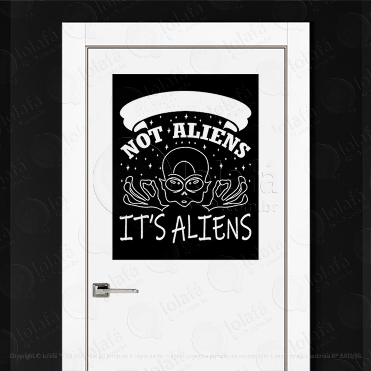 sem aliens são aliens adesivo alienígena de parede para quarto, porta e vidro - mod:275