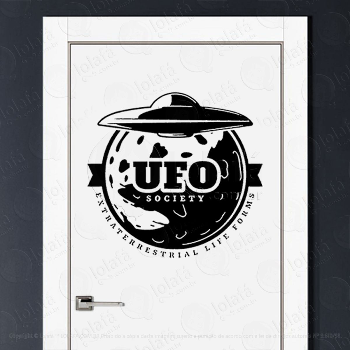 sociedade ufo formas de vida extraterrestre adesivo alienígena de parede para quarto, porta e vidro - mod:399