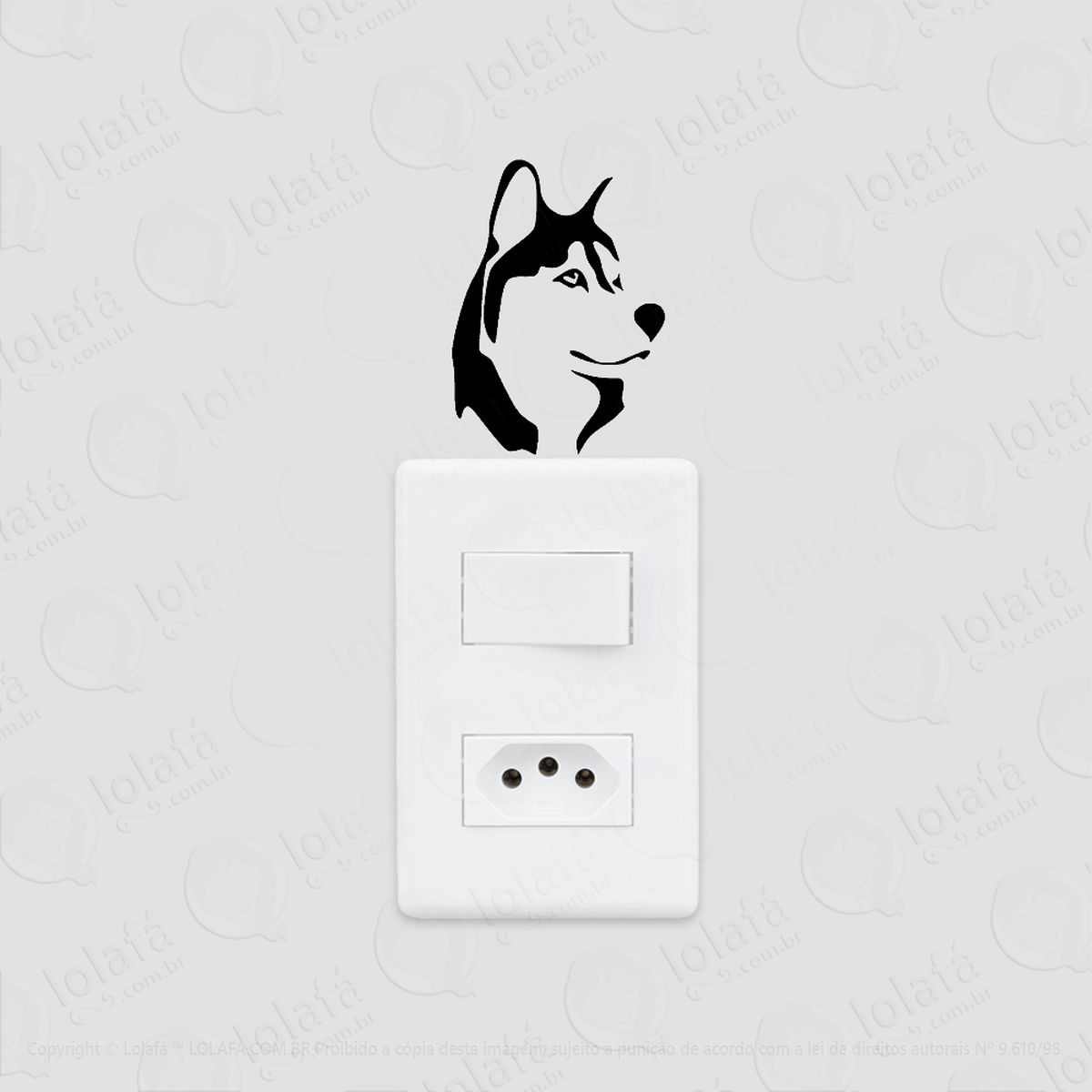 2 adesivos de interruptor luz e tomada cachorro husky mod:17