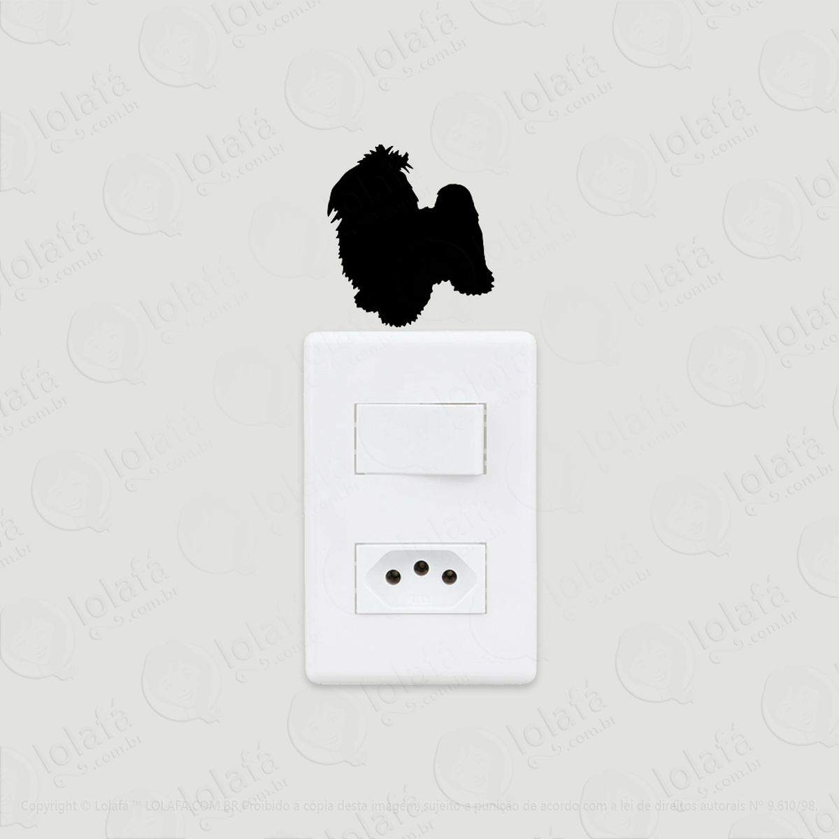 2 adesivos de interruptor luz e tomada cachorro shih tzu mod:28