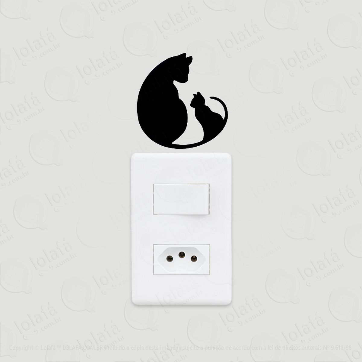 2 adesivos de interruptor luz e tomada gato e gatinho mod:39