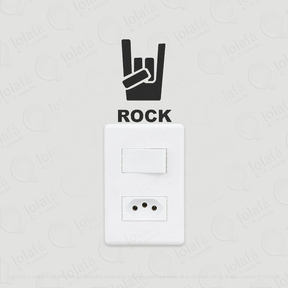 2 adesivos de interruptor luz e tomada símbolo rock and roll mod:51