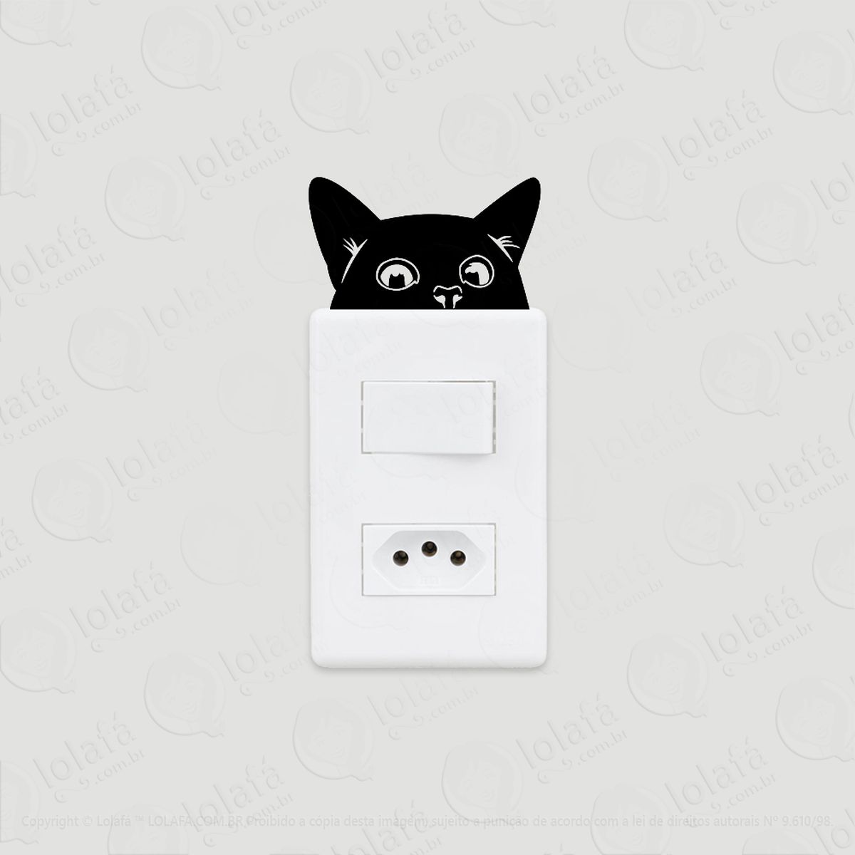 2 adesivos de interruptor luz e tomada gatinho curioso mod:72