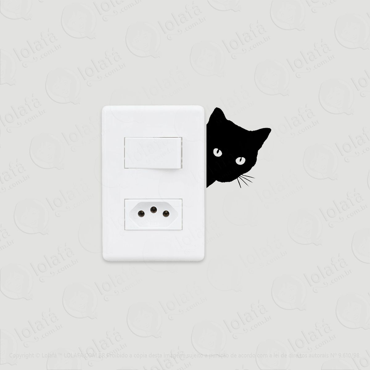 2 adesivos de interruptor luz e tomada gato espiando mod:144