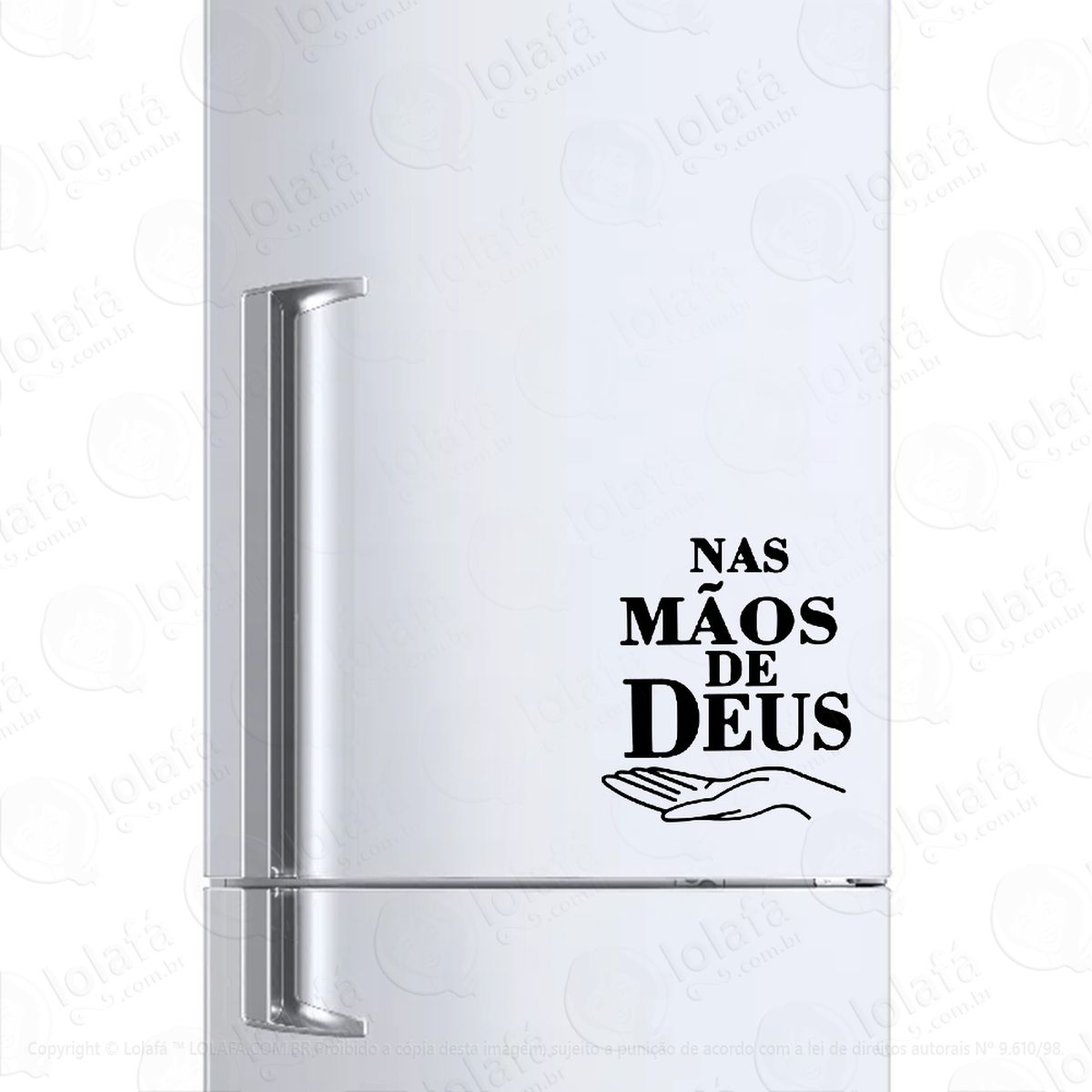 adesivo para geladeira nas mãos de deus várias cores mod:329