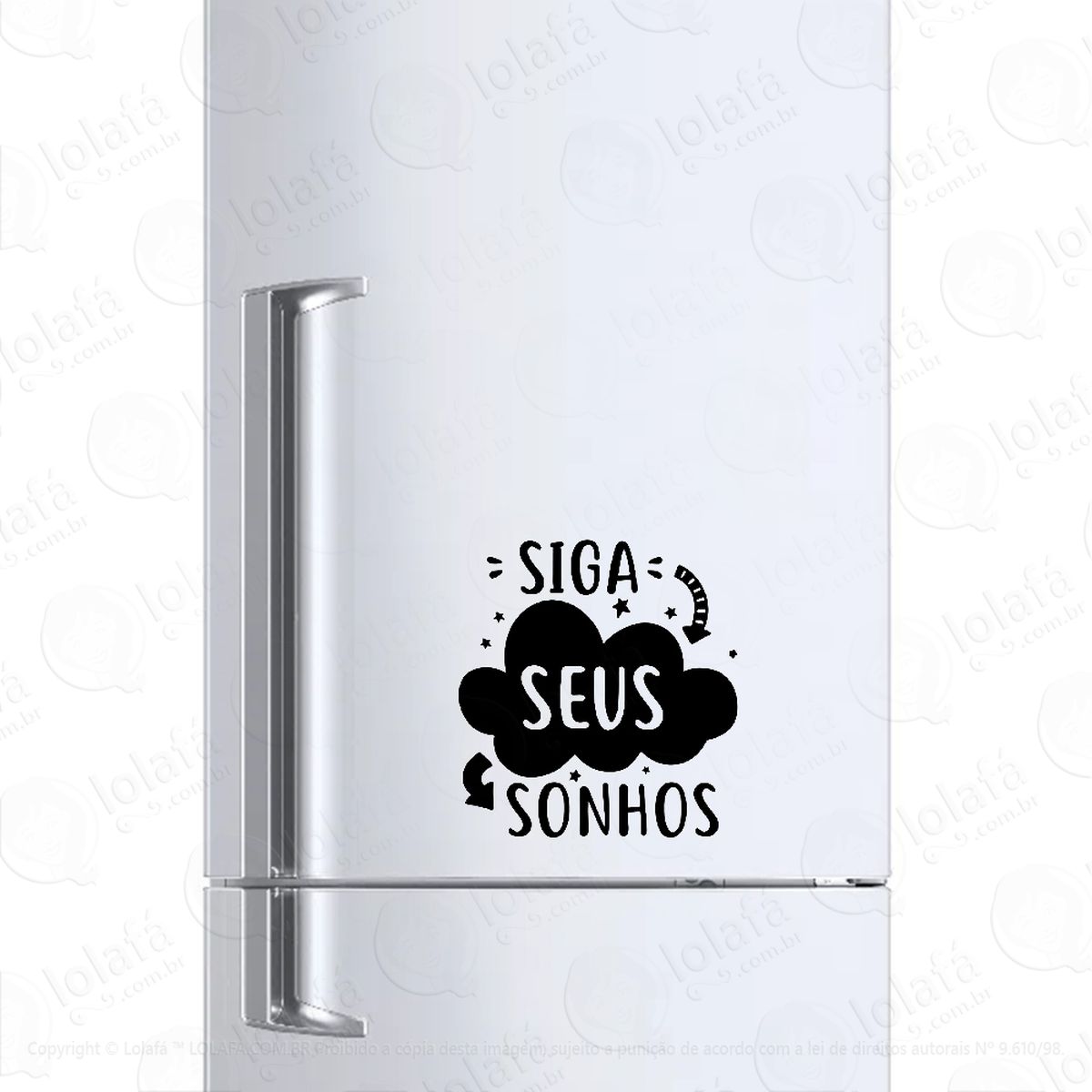 adesivo para geladeira frase siga seus sonhos mod:415