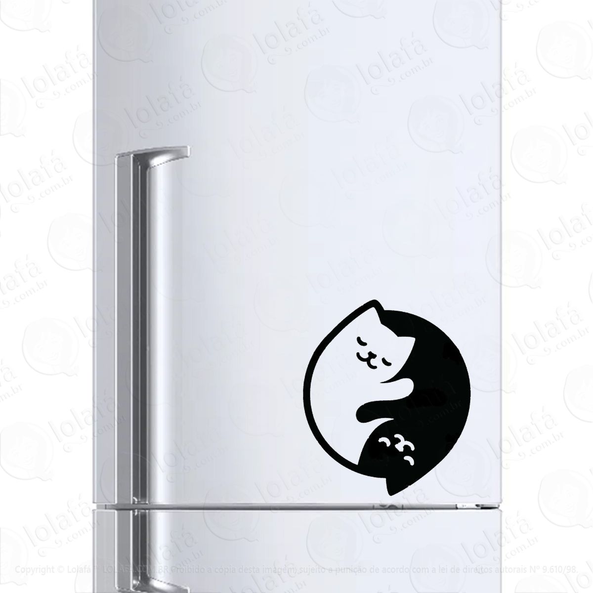 adesivo para geladeira yin yang gatos preto e branco mod:611