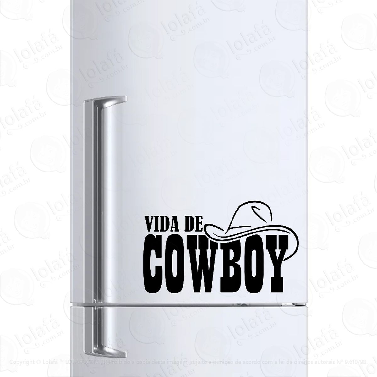 adesivo para geladeira vida de cowboy chapéu mod:882