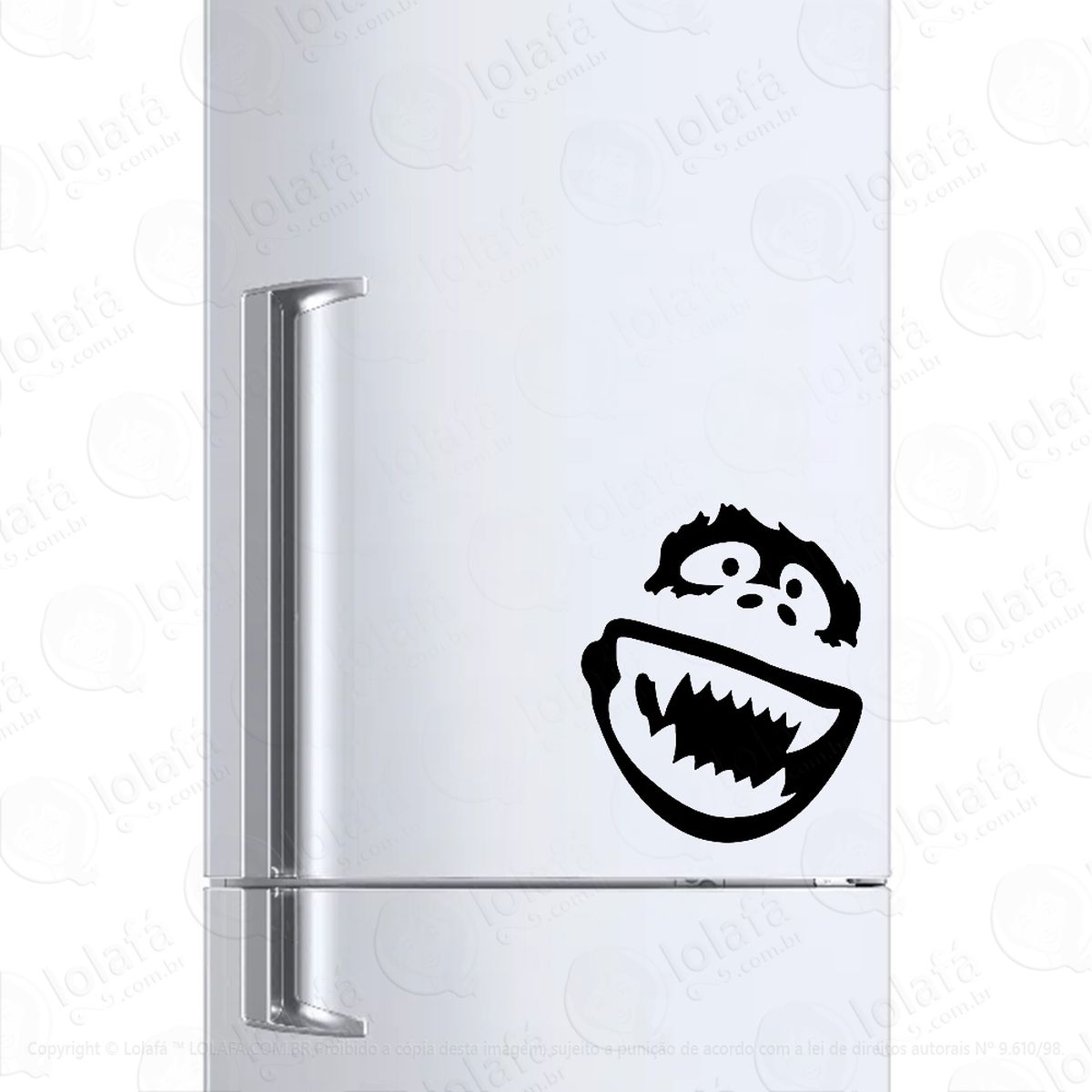 adesivo para geladeira rosto yeti sorrindo mod:910