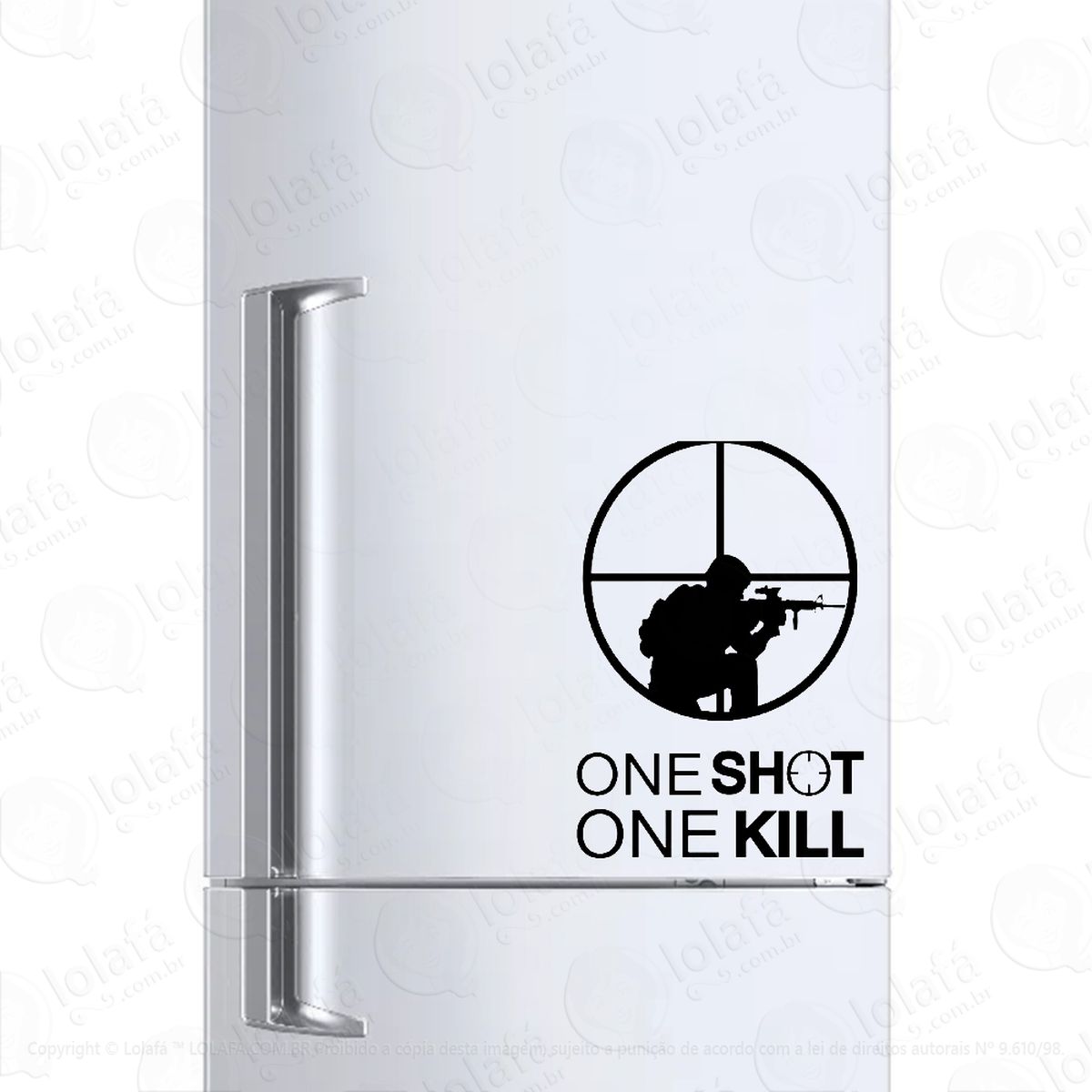 adesivo para geladeira one shot one kill airsoft mod:941