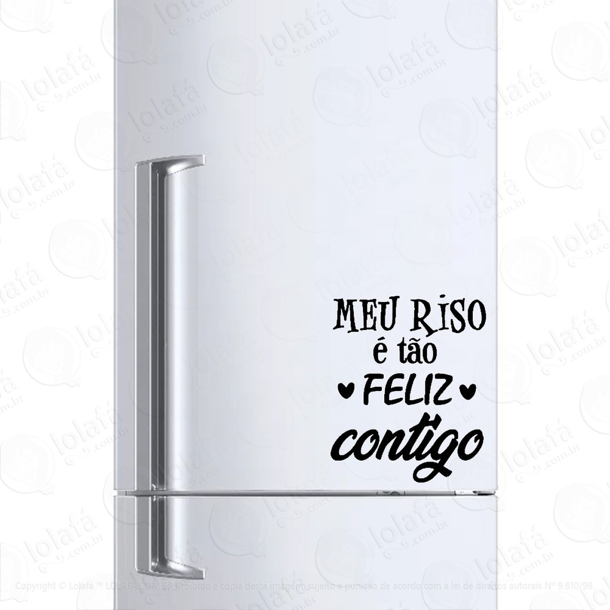 adesivo geladeira frigobar cervejeira frase meu riso É feliz mod:1411