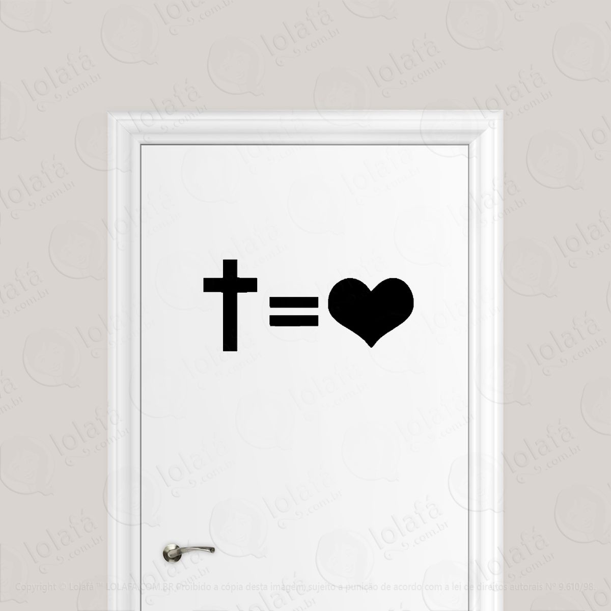 adesivo para porta jesus igual coração amor cristão mod:1637