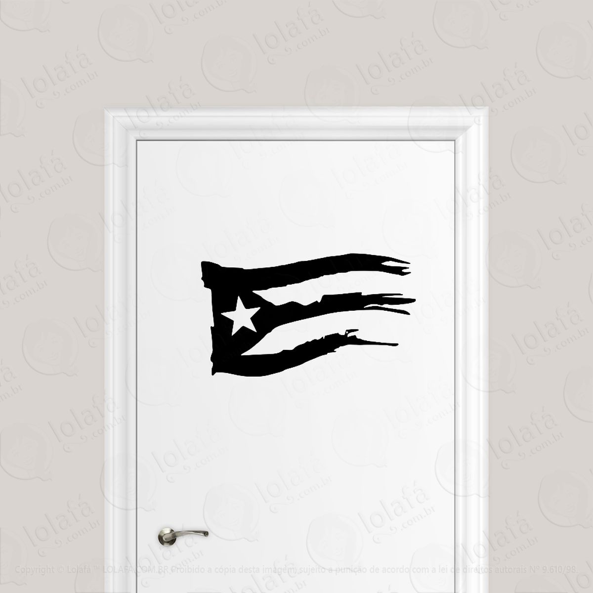 adesivo para porta cuba e porto rico bandeira mod:1656