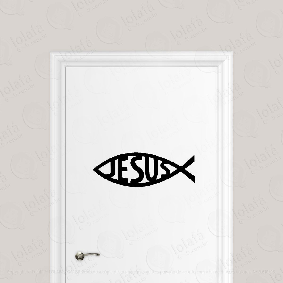 adesivo para porta peixe jesus cristão mod:1789