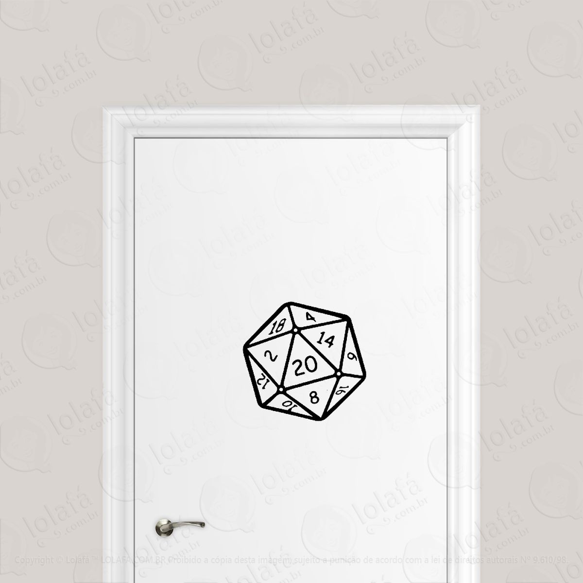 adesivo para porta rpg dado de 20 faces d20 mod:1800