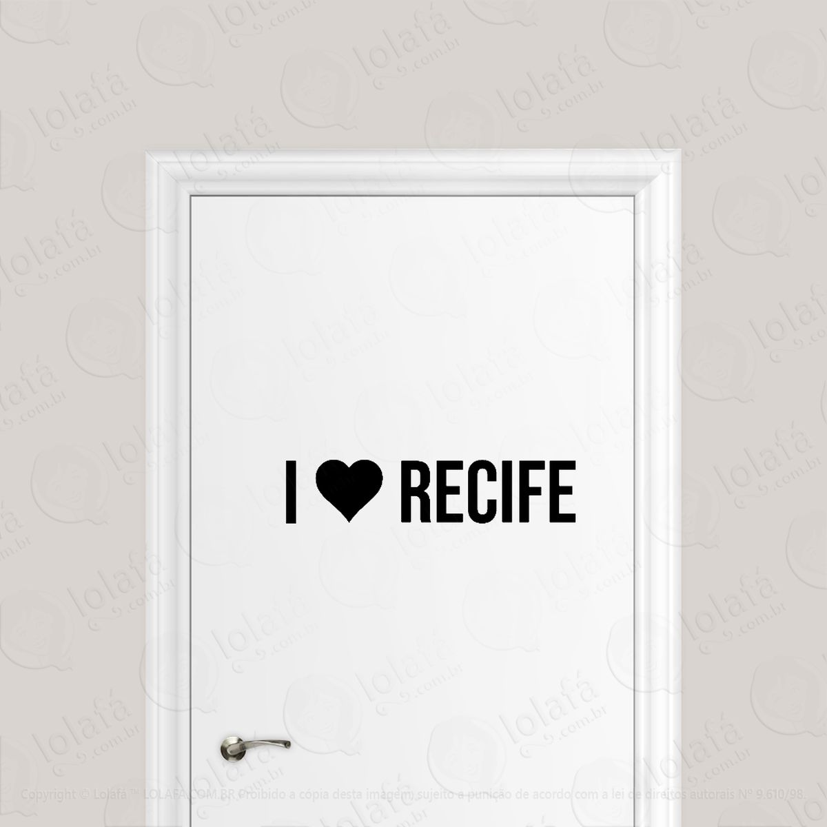 adesivo para porta eu amo recife - i love recife mod:1898