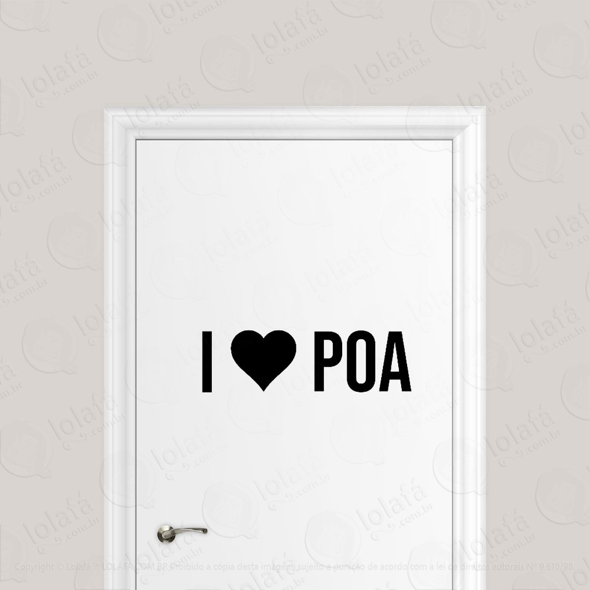 adesivo para porta i love poa - eu amo porto alegre mod:1912