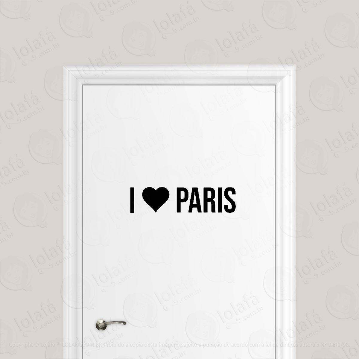 adesivo para porta eu amo paris i love paris mod:1935