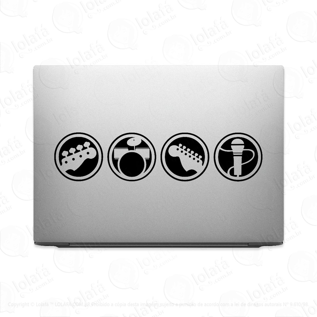 adesivo tablet notebook instrumentos musicais banda macbook mod:2011