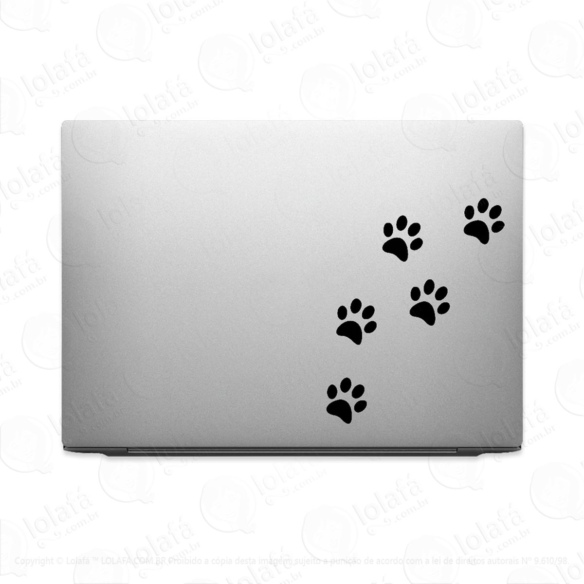 adesivo para notebook pegadas patinhas cachorro gato macbook mod:2014