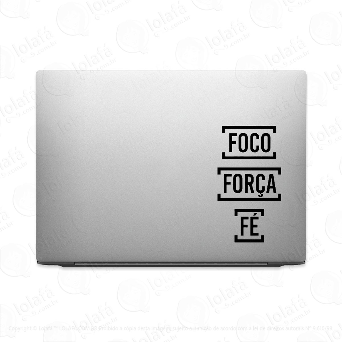 adesivo tablet notebook pc foco força e fé frase mod:2248