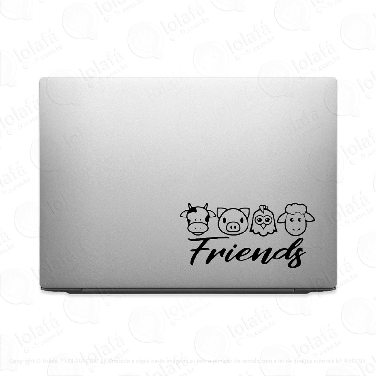 adesivo para notebook vegano animais e amigos mod:2284