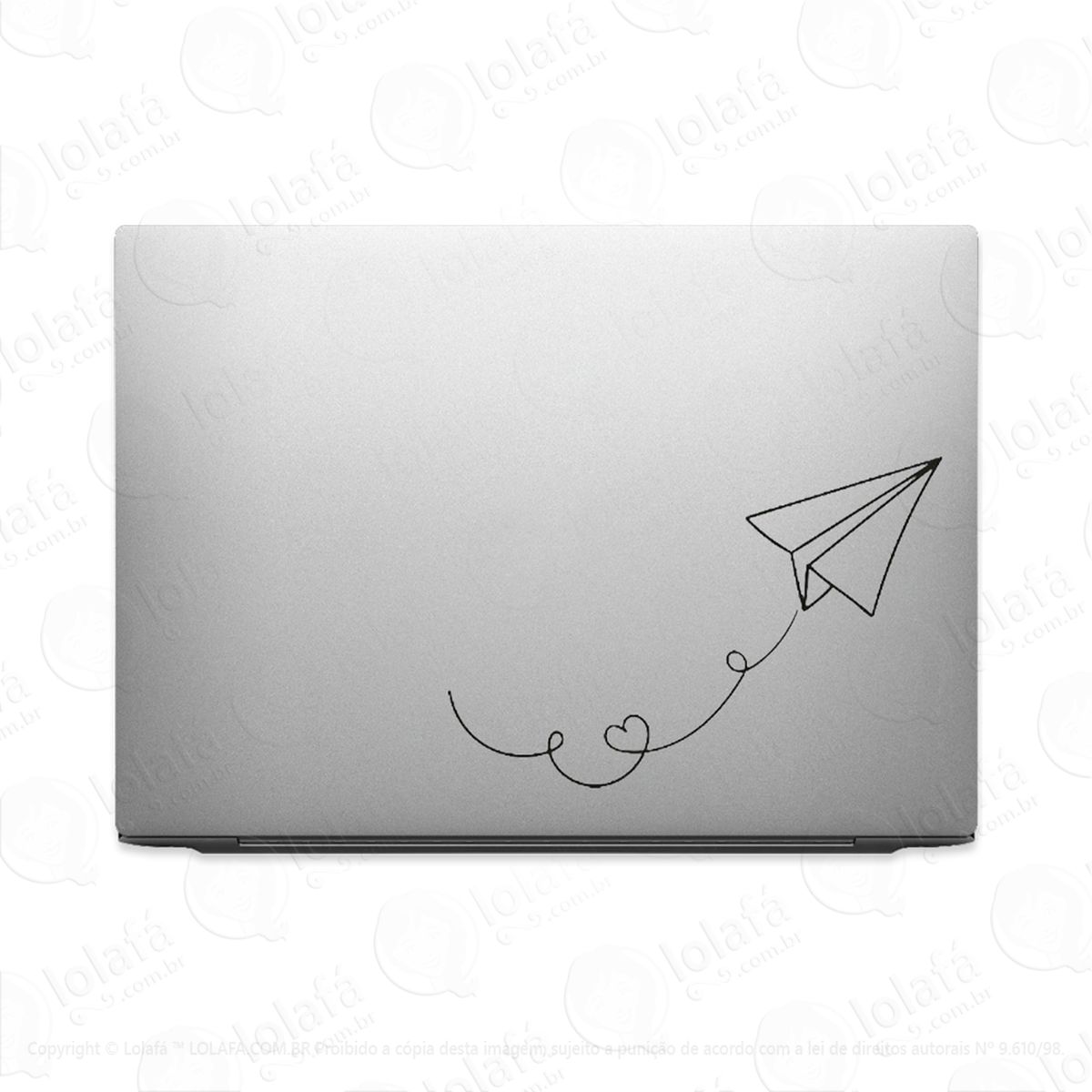 adesivo para notebook avião de papel voando coração mod:2294