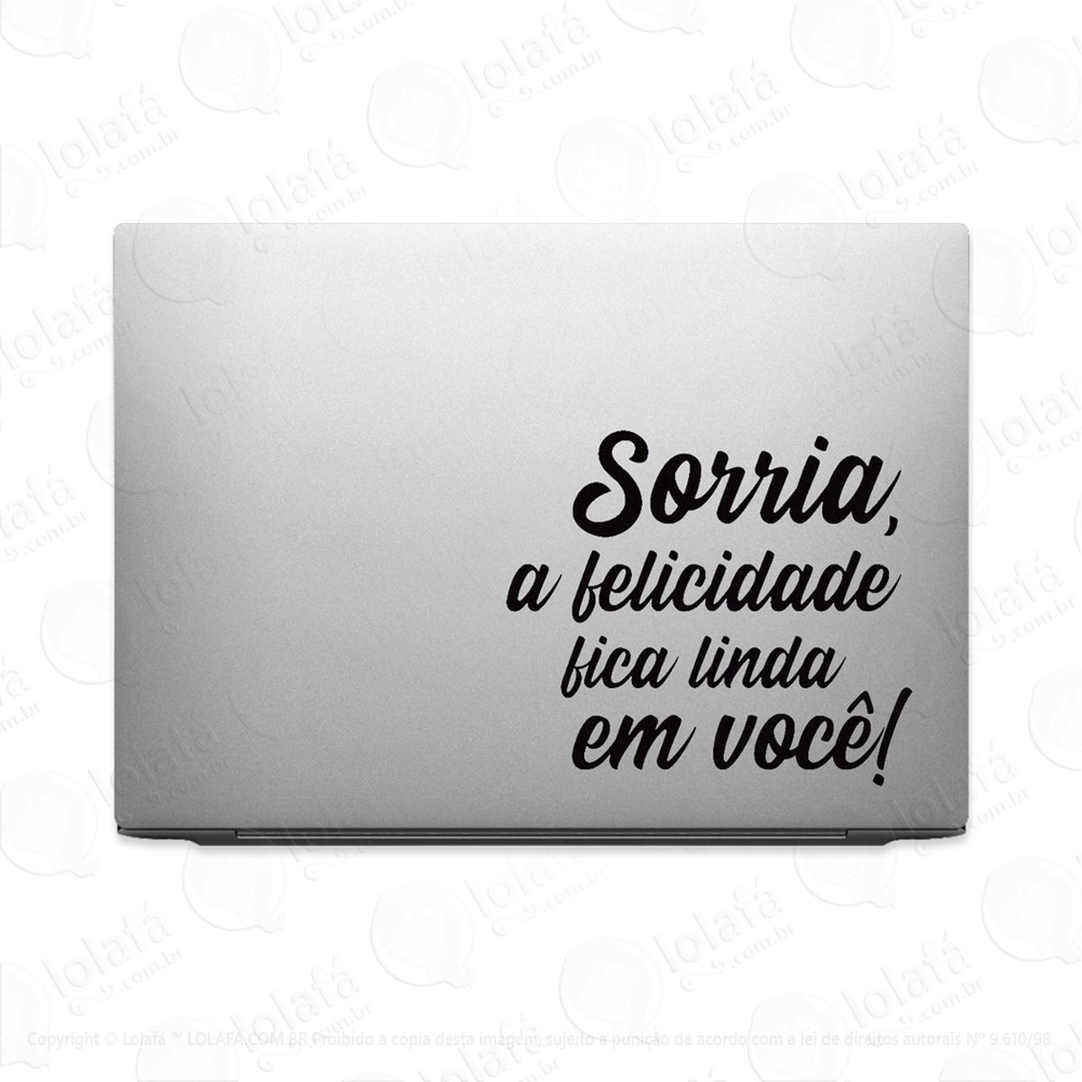 adesivo para notebook sorria felicidade frase motivacional mod:2462