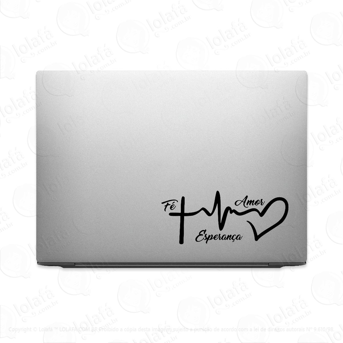 adesivo para notebook fé amor esperança batimentos coração mod:2488