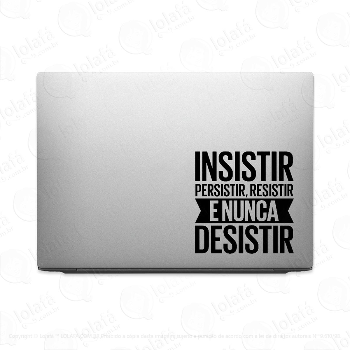 adesivo para notebook frase motivacional nunca desistir mod:2506