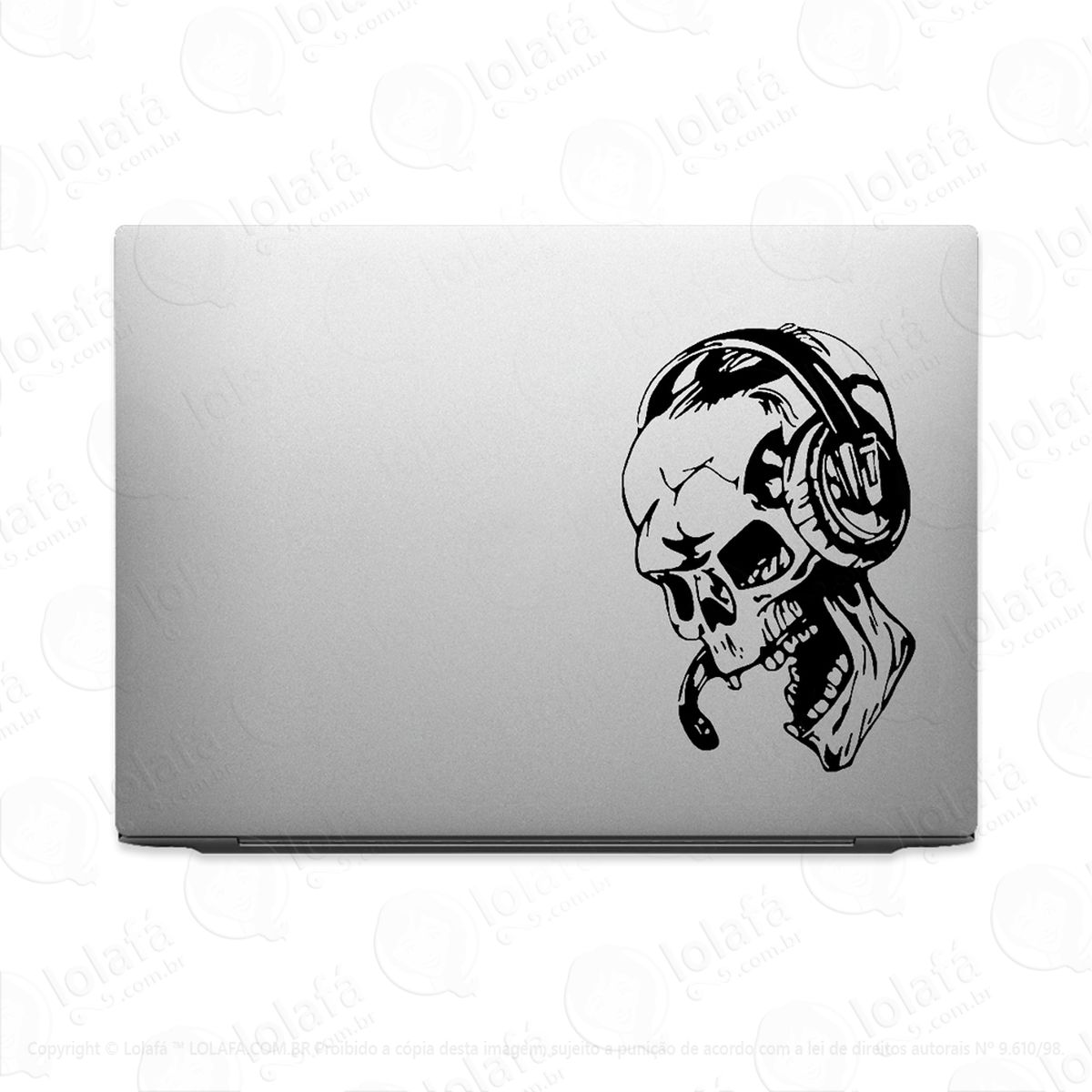 adesivo para notebook crânico gamer caveira com fone mod:2536