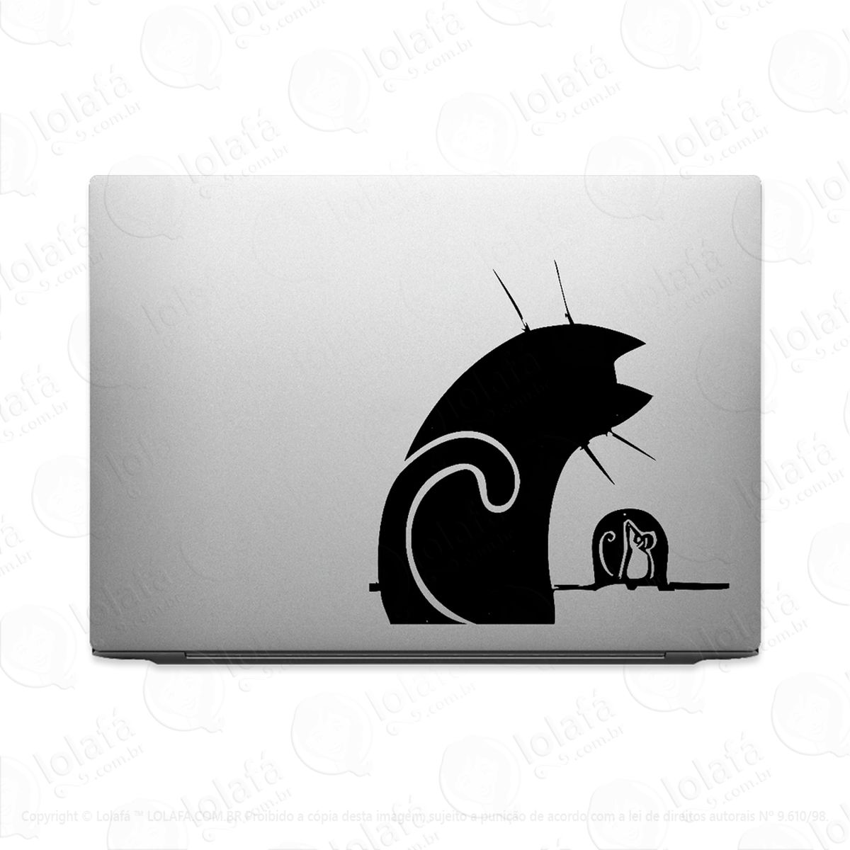 adesivo para notebook gato e rato na toca mod:2546