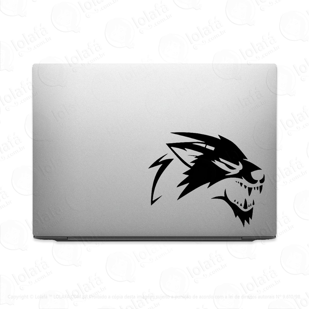 adesivo para notebook lobo rosnando cachorro mod:2595