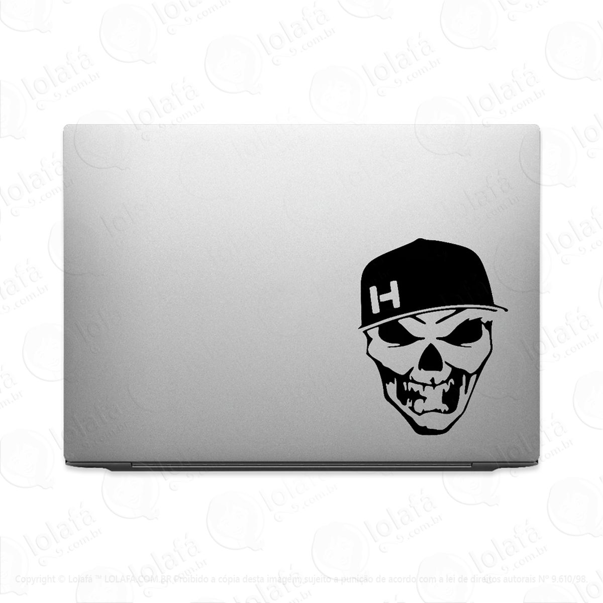 adesivo para notebook caveira de boné mod:2716