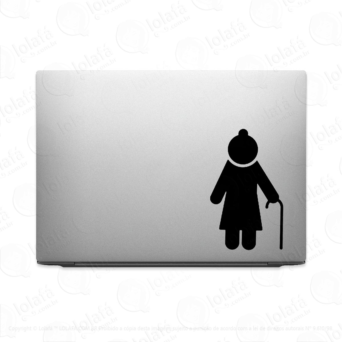 adesivo para notebook senhora idosa com bengala mod:2794