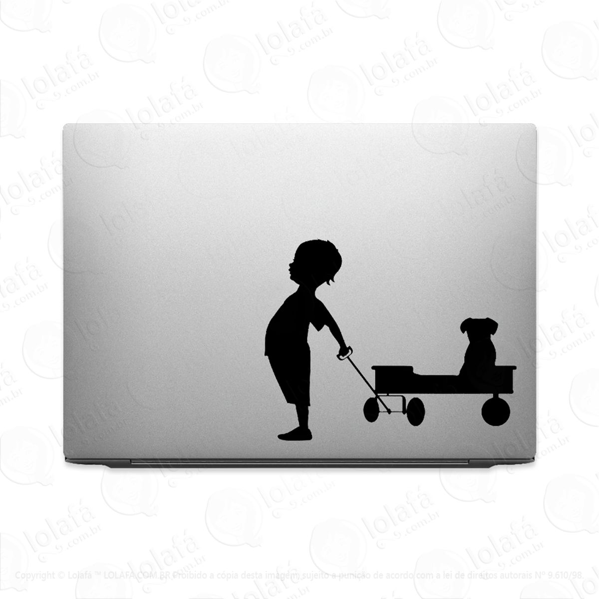 adesivo para notebook criança brincando com cachorro mod:3194